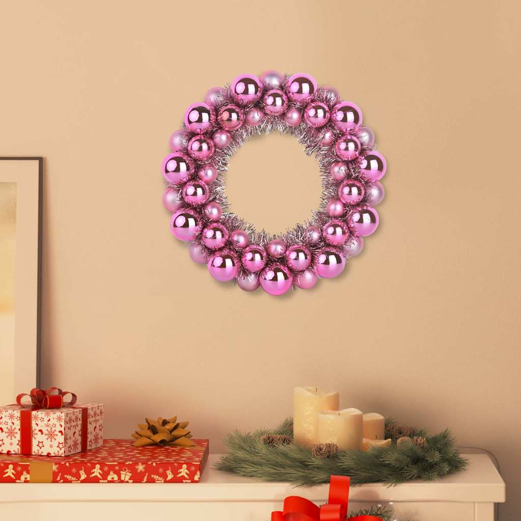Christmas Ball Wreathes 2 pcs Pink 33 x 33 x 7 cm Polystyrene
